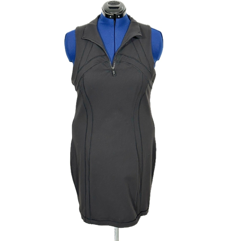 Lululemon Define Dress Sleeveless Quarter Zip Size 12 Black Activewear Mini
